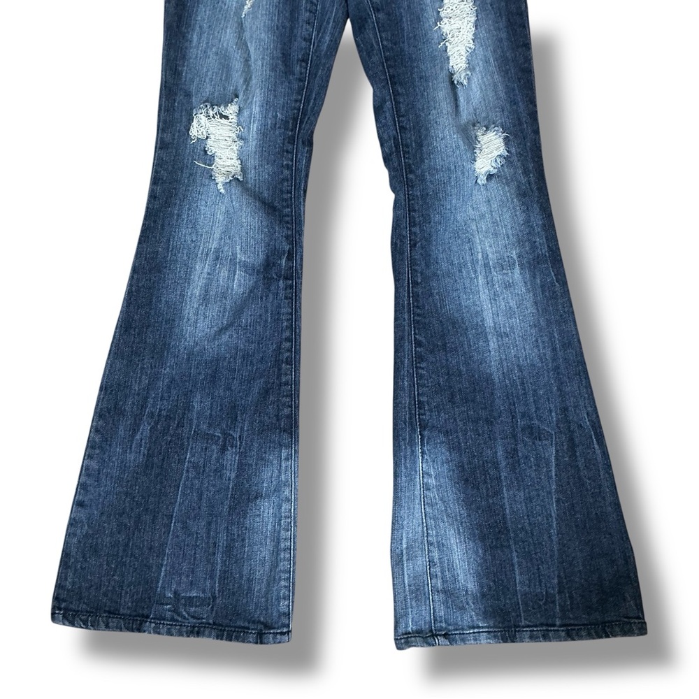 Mudd Dark Blue Distressed Flare Jeans - Picture 4 of 9